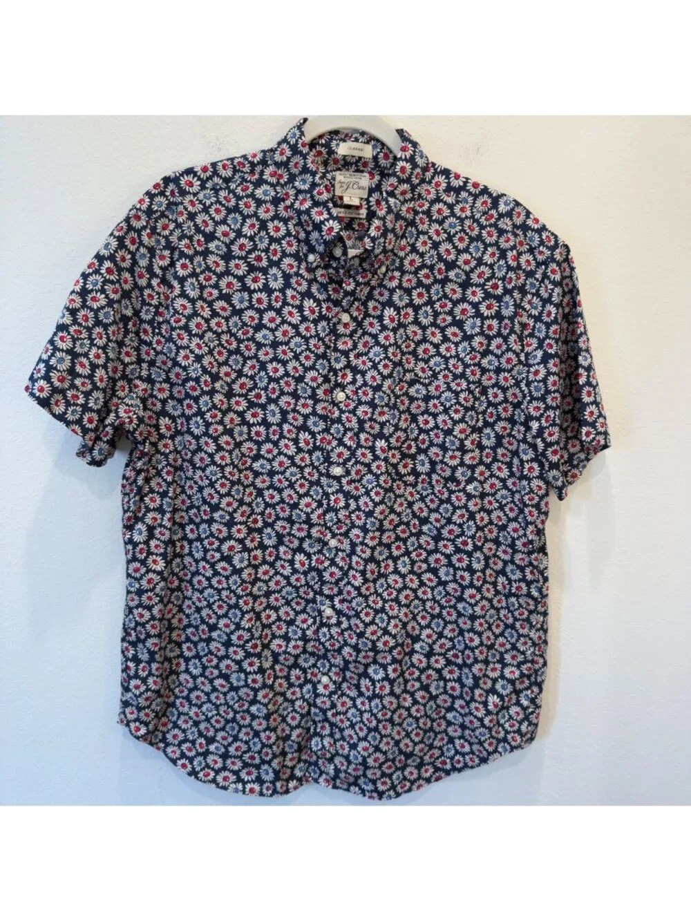 J Crew Men’s Classic Organic Cotton Button Down Preppy Floral Shirt Large